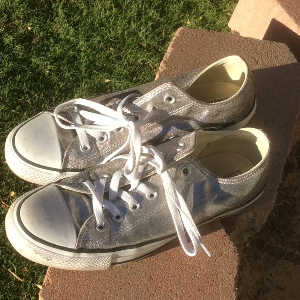 Sparkly silver Converse